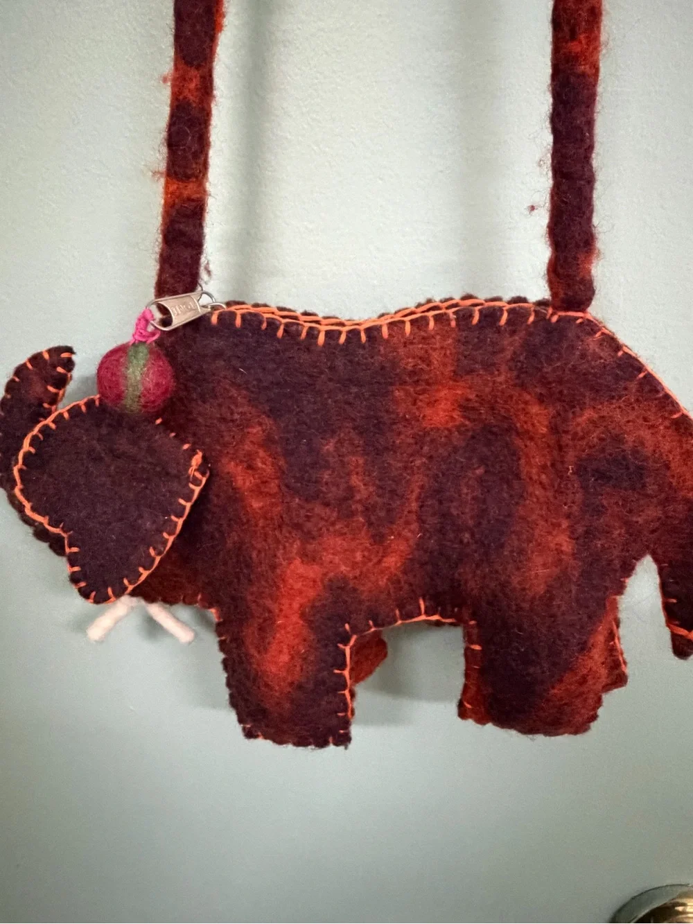 Handmade fair trade multi color Elephant Kids Crossbody zipper purse